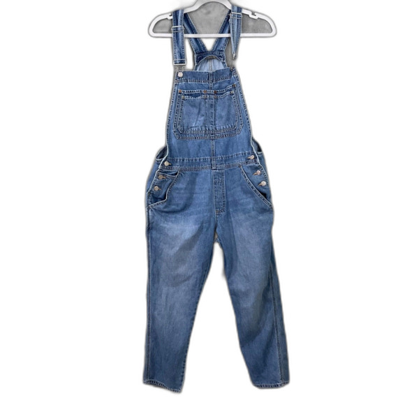 Gap Denim Bib Overalls women’s Size Medium Blue 23” inseam Overall Slouch - Picture 1 of 14
